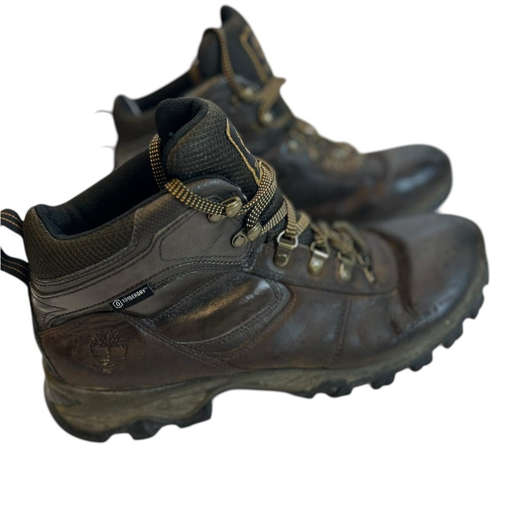 Timberland Brown Waterproof hiking boots leather lace up outdoor trail boots Men